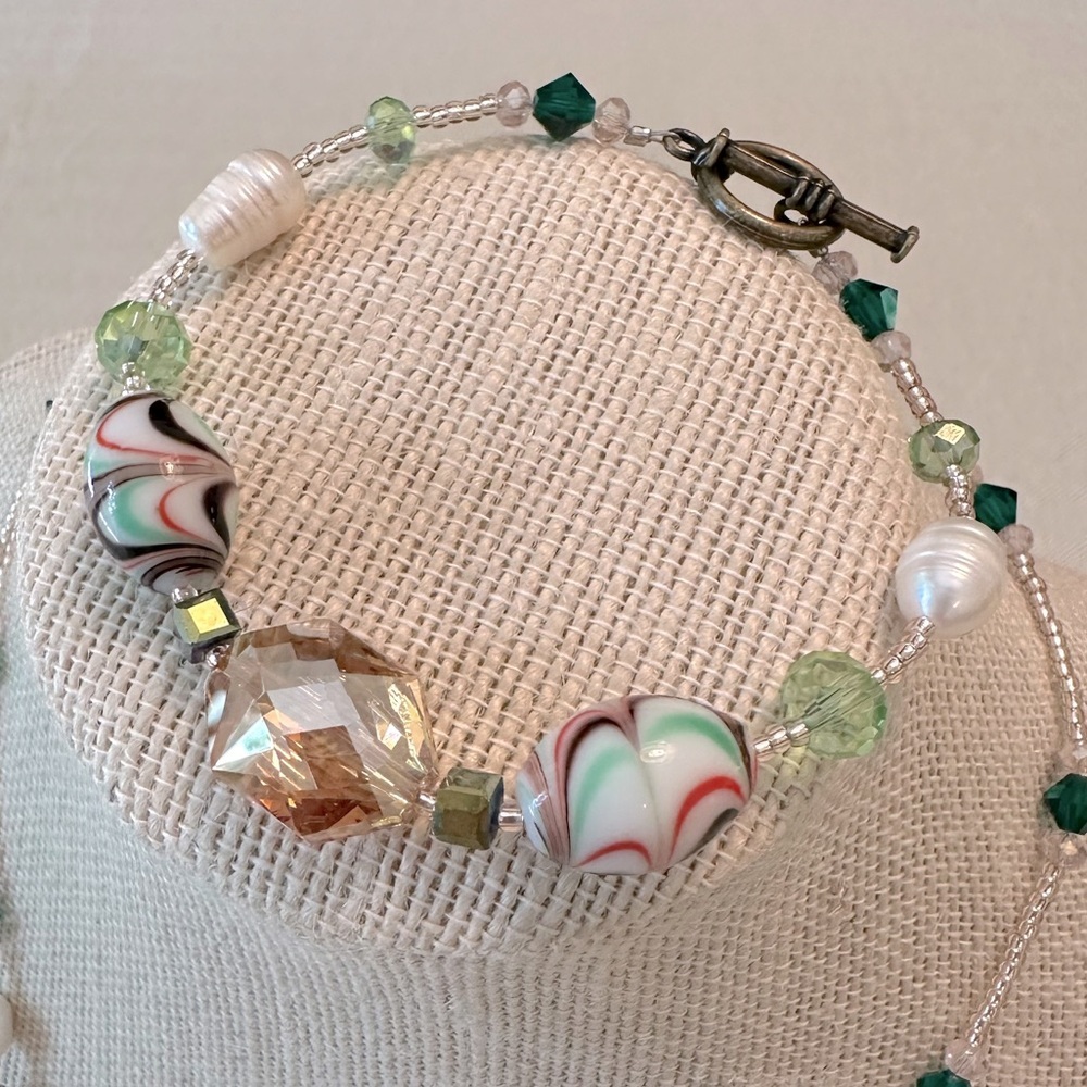 Handmade 2pc Necklace & Bracelet Set Enamel Butterfly Vintage Lamp Work Beads - Picture 16 of 16